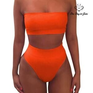 Pink Queen Removable Strap High Waist Bikini Swimsuit Size M